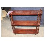 Vintage Wooden 3-Tier Folding Shelf with Mahogany Finish
