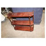 Vintage Wooden 3-Tier Folding Shelf with Mahogany Finish