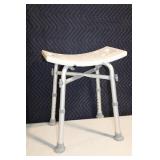 Adjustable White Shower Stool with Slip-Resistant Feet