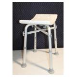 Adjustable White Shower Stool with Slip-Resistant Feet