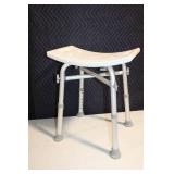 Adjustable White Shower Stool with Slip-Resistant Feet