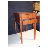 Vintage Wooden End Table with Two Drawers