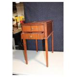 Vintage Wooden End Table with Two Drawers