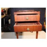 Vintage Wooden End Table with Two Drawers