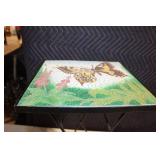 Folding Metal Plant Stand with Mosaic Butterfly Design