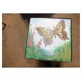 Folding Metal Plant Stand with Mosaic Butterfly Design