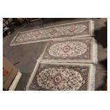 Set of 3 Floral Pattern Area Rugs