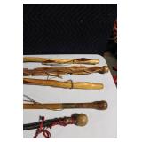 Set of 6 Handcrafted Hiking and Walking Sticks