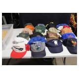 Collection of 18 Assorted Baseball Caps Featuring Logos and Designs