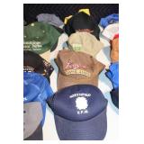 Collection of 18 Assorted Baseball Caps Featuring Logos and Designs