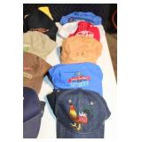 Collection of 18 Assorted Baseball Caps Featuring Logos and Designs