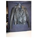 Black Leather Motorcycle Jacket by Leather King Size 46