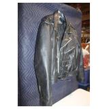 Black Leather Motorcycle Jacket by Leather King Size 46