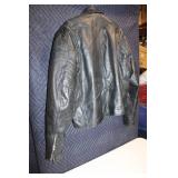 Black Leather Motorcycle Jacket by Leather King Size 46