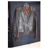 Vintage Leather Bomber Jacket Size 44