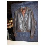 Vintage Leather Bomber Jacket Size 44