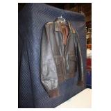 Vintage Leather Bomber Jacket Size 44