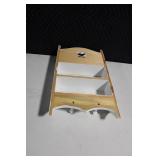 White Wooden Wall Shelf with Heart Cutout and Pegs