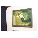 Set of 3 Framed Artworks - Cats, Child Nature, and Beach Scene