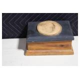Wooden Box with Moon and Sun Top Relief