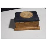 Wooden Box with Moon and Sun Top Relief