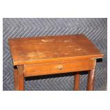 Vintage Wooden Side Table with Single Drawer
