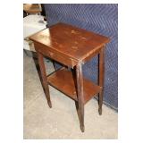 Vintage Wooden Side Table with Single Drawer