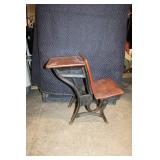 Vintage Wood and Metal School Desk with Attached Chair
