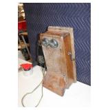 Vintage Wooden Wall Crank Telephone with Handset