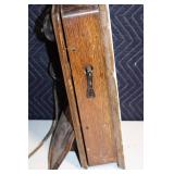 Vintage Wooden Wall Crank Telephone with Handset