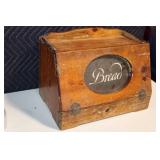 Vintage Wooden Bread Box with Glass Front