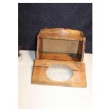 Vintage Wooden Bread Box with Glass Front