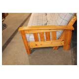 Wooden Futon Sofa Bed with Plaid Mattress
