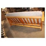 Wooden Futon Sofa Bed with Plaid Mattress