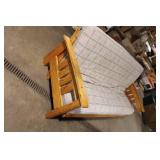 Wooden Futon Sofa Bed with Plaid Mattress