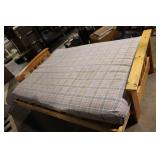 Wooden Futon Sofa Bed with Plaid Mattress