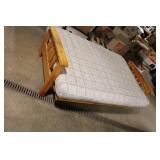 Wooden Futon Sofa Bed with Plaid Mattress