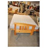 Wooden Futon Sofa Bed with Plaid Mattress