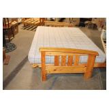 Wooden Futon Sofa Bed with Plaid Mattress