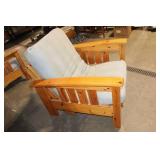 Rustic Wooden Armchair with Cushion