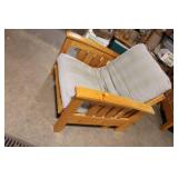 Rustic Wooden Armchair with Cushion