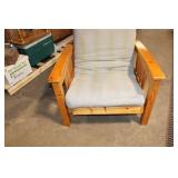 Rustic Wooden Armchair with Cushion