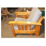 Rustic Wooden Armchair with Cushion