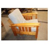 Rustic Wooden Armchair with Cushion