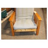 Rustic Wooden Armchair with Cushion