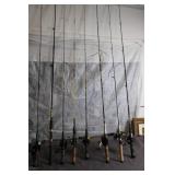 Collection of 8 Used Fishing Rods with Reels