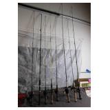 Collection of 8 Used Fishing Rods with Reels