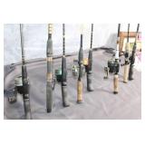 Collection of 8 Used Fishing Rods with Reels