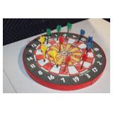 Vintage Round Dart Board with 18 Assorted Darts