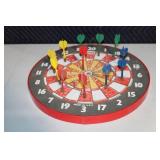 Vintage Round Dart Board with 18 Assorted Darts